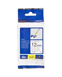 BR CINTA FLEXIBLE NEGRO SOBRE BLANCO 12MM X 8 MTS TZEFX231