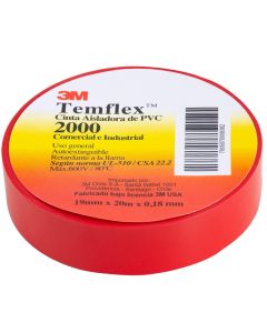 3M CINTA AISLADORA VINILICA TEMFLEX 2000 19MM X 20 MTS ROJO