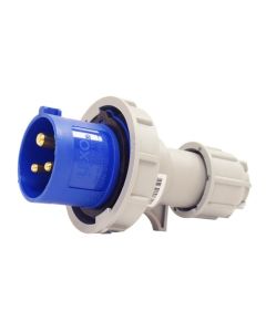 LX ENCHUFE INDUSTRIAL MACHO VOLANTE 2P+T 16A 220V IP67 AZUL