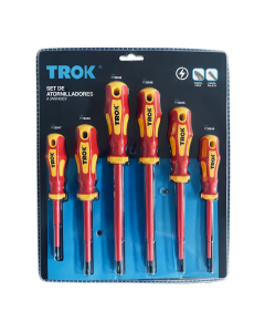 TK SET ATORNILLADORES AISLADOS CERTIFICADOS 1000V 6 PIEZAS