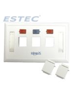 TX FACE PLATE HORIZONTAL 1-2-3 PUESTOS BLANCO